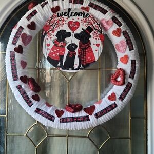 Valentine's Day Heart Wreath - White and Red